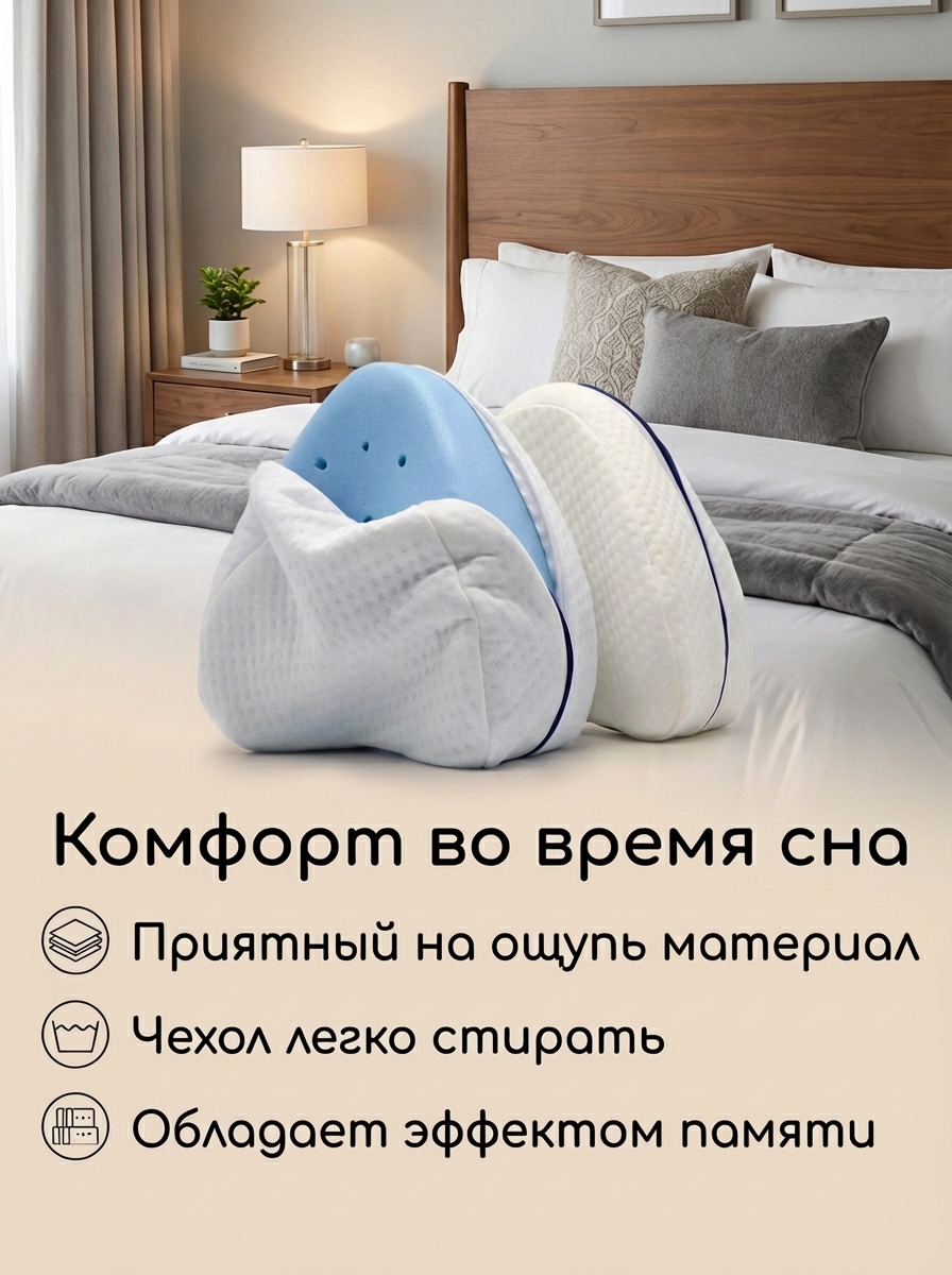 Подушка с визуальными характеристиками: приятный материал, съёмный чехол и эффект памяти